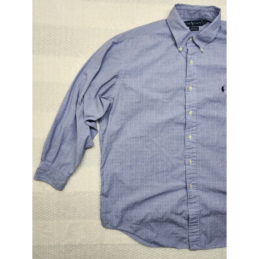 Polo Ralph Lauren Mens 16.5 (32/33) Blue Cotton LS Button Down Pony